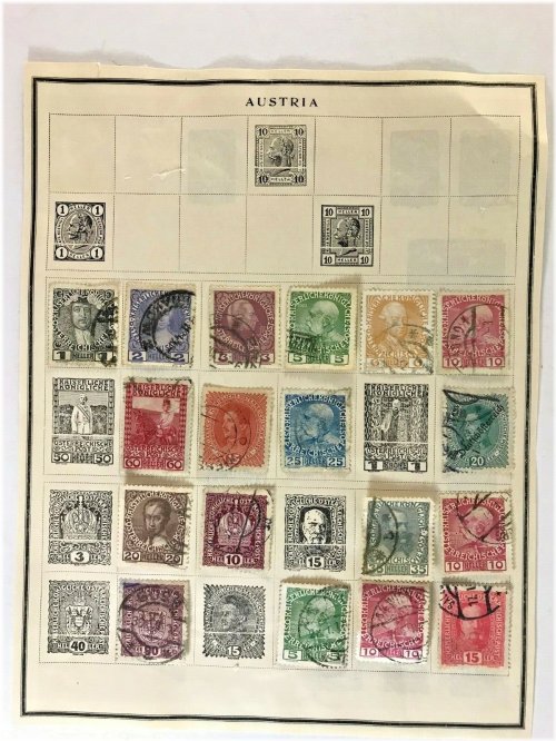 Austrian Vintage Stamp Collection: Set of 18 Unique Postage Stamps