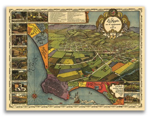 1871 Panoramic Map of Los Angeles, California - Historical Print