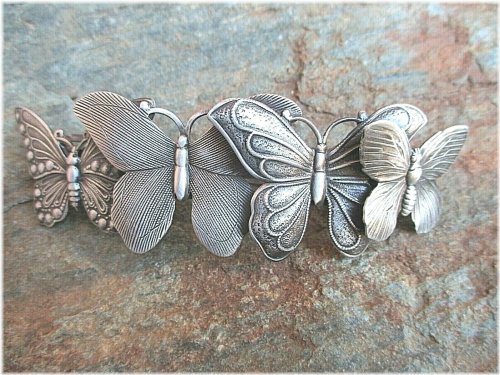 Silver Plated Butterfly Hair Barrette Clip