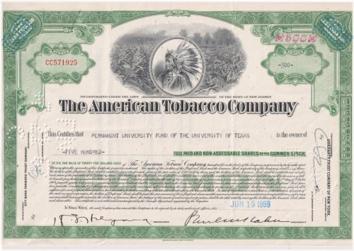 American Tobacco Company Equity Certificate