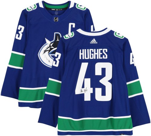 Captain's Patch Autographed Vancouver Canucks Jersey by Quinn Hughes