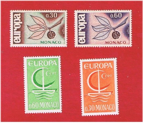 Monaco Europa Mint Vintage Full Light Hinged OG Stamp Set