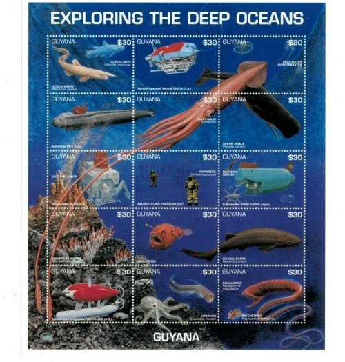 Deep Blue Discoveries: Guyana's Ocean Exploration Stamps