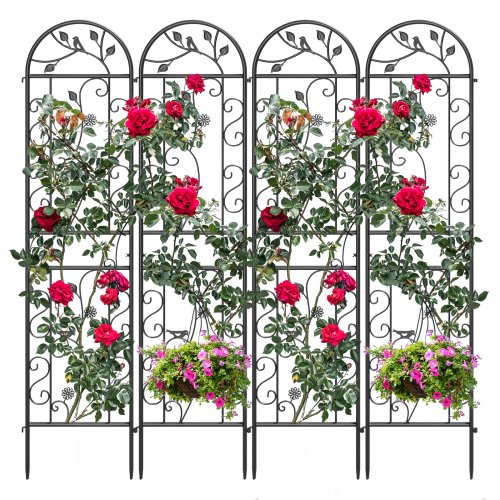Black Metal Garden Arch Trellis Set