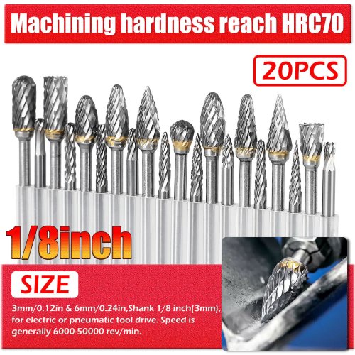 Carbide Carving Kit - 20 Piece Set with 1/8in Shank