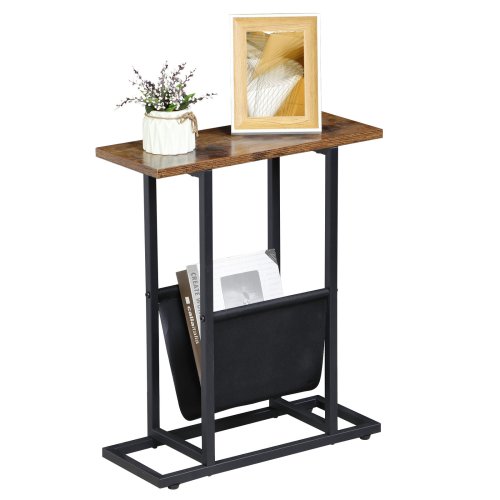 Rustic Brown Magazine Holder Side Table