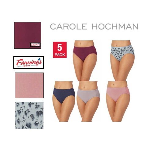 Super Soft Cotton Hi-Cut Panties by Carole Hochman - 5 Pack in Midnight