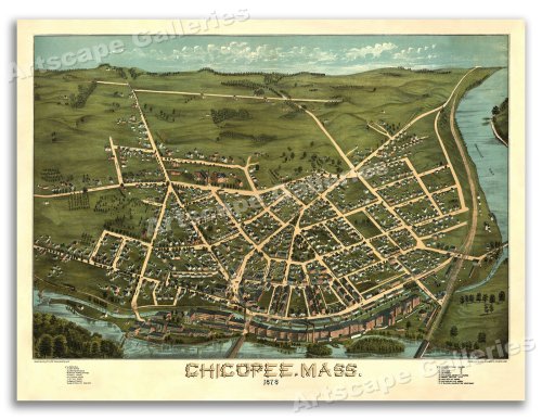 Chicopee Massachusetts Vintage City Map