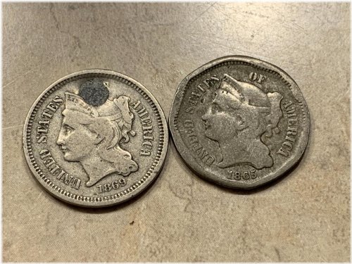 Vintage Three Cent Nickels - Mixed Conditions Lot