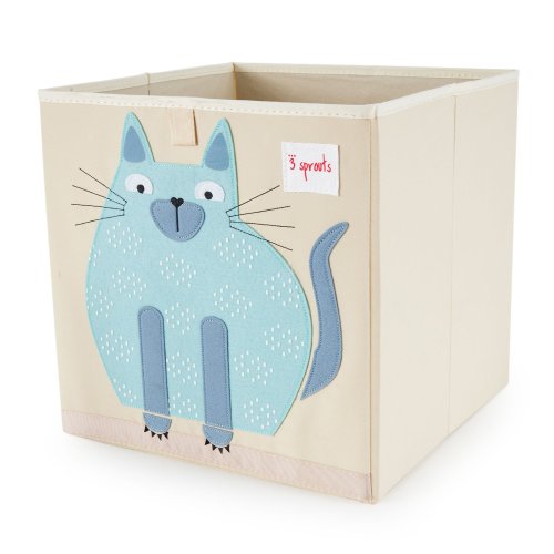 Blue Cat Fabric Storage Cube for Nursery Organization