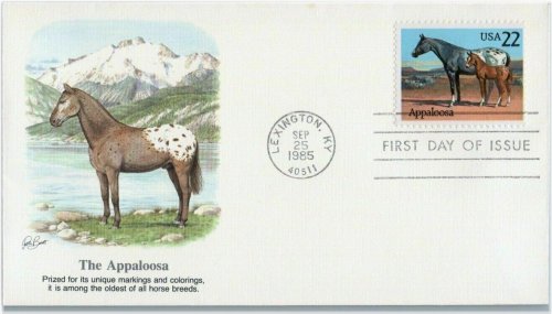 Lexington 1985 Fleetwood Stamp Cover featuring Appaloosa Horse