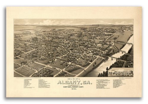 Albany Georgia Map - 1885 Vintage Bird's Eye View