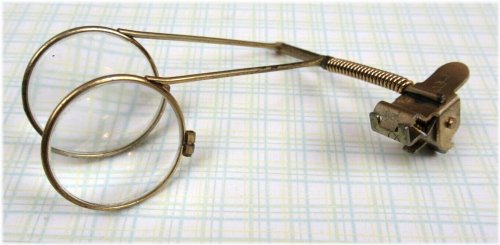 Antique Double Loupe Clip-on Magnifier Glasses
