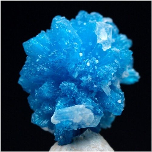 Blue Crystal Cluster Mineral from India with ID Card