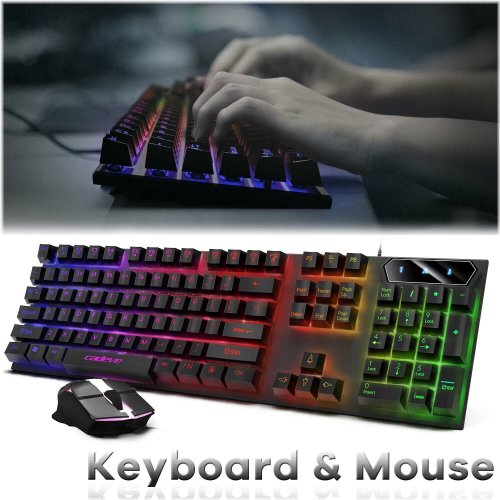 Rainbow Glow Keyboard and Mouse Set for Gamers