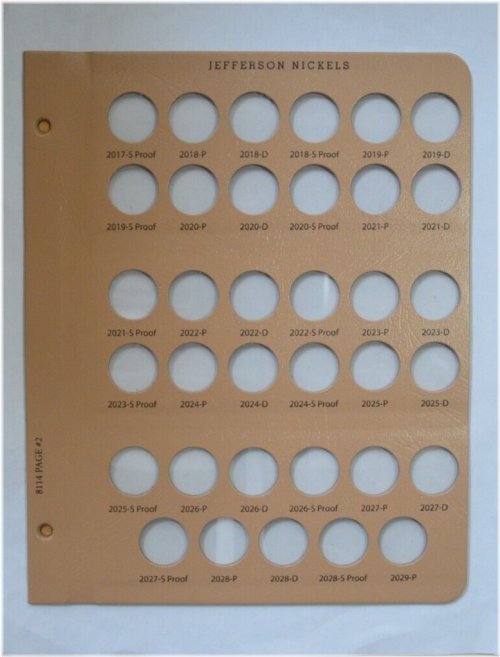 Jefferson Nickel Dansco Album Page #8114-2 with Proofs - 2017 to 2029 - No Coins