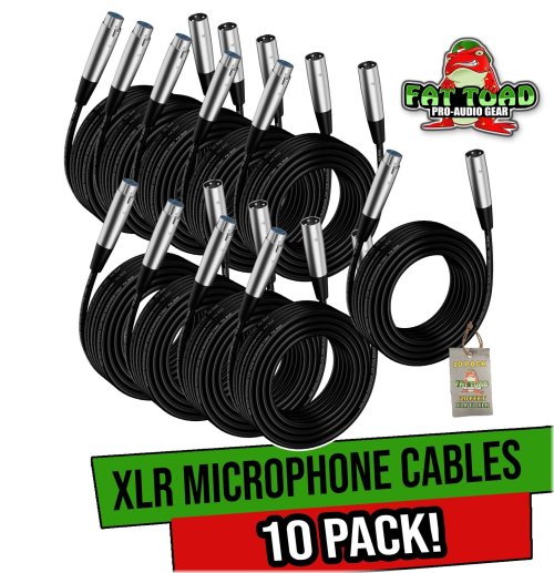 FAT TOAD's Pro Audio XLR Mic Cables (10 Pack, 20ft)