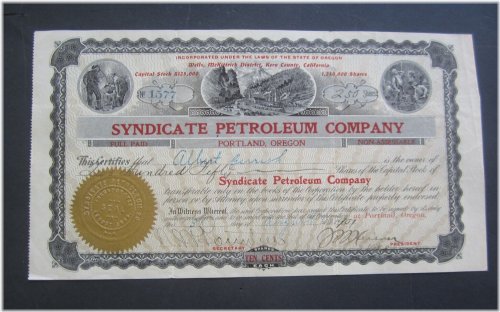 Vintage Syndicate Petroleum Co. Stock Certificate