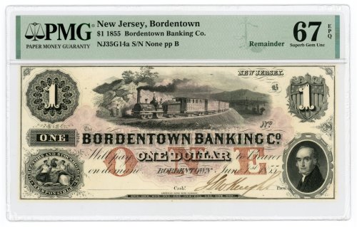 Bordentown Banking Co. 1855 $1 Note with Train Design