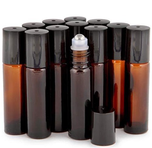 Amber Roller Bottles with Metal Rollers