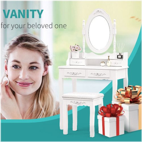 Reflections White Bedroom Vanity with 4 Drawers