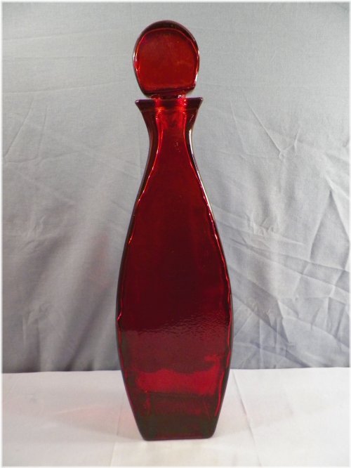 Spanish Ruby Red Stained Glass Bottle with Stopper