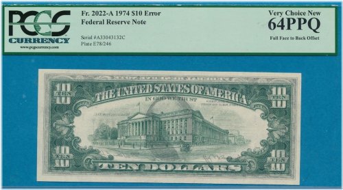 Boston District Offset Error $10 Note (1974)