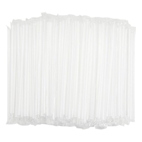 Pure Sips" Individually Wrapped Plastic Drinking Straws - White (500 pcs)