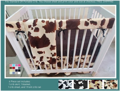 Rustic Ranch Baby Bedding Set in Cow Print for Cowboy Cribs