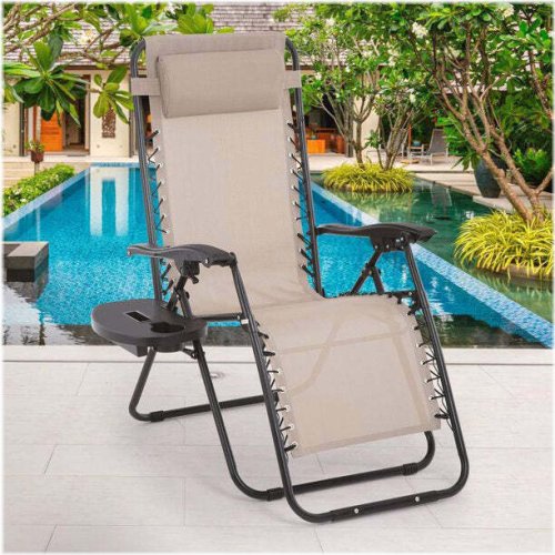 Relaxa Chair: Folding Outdoor Lounge Recliner with Cup Holder