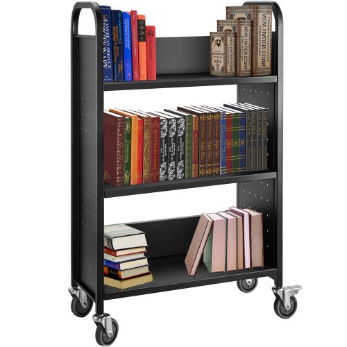 Library Cart with L-Shaped Shelves