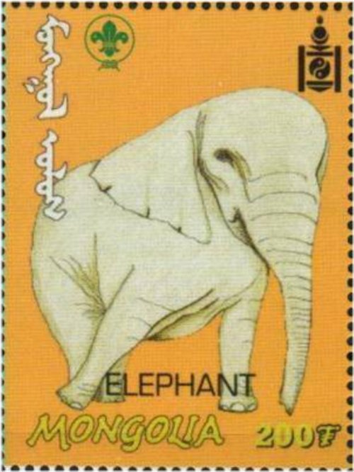 Mongolia Scouts African Elephant Stamp