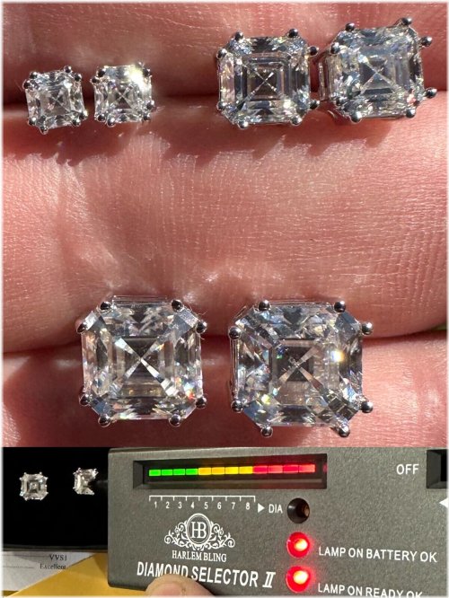 Square Asscher Cut Moissanite Stud Earrings