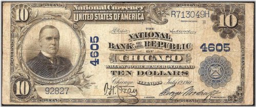 Chicago Illinois 1902 $10 National Bank Note