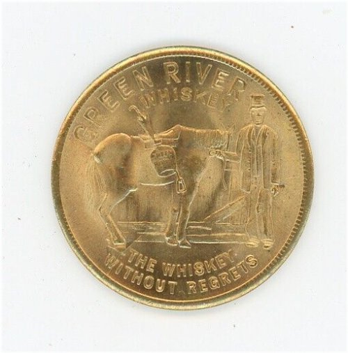 Green River Whiskey Vintage Brass Token - Very Fine 1935 Edition