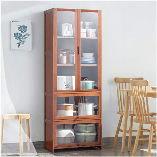 Bamboo Flip-Up Acrylic Door Storage Cabinet