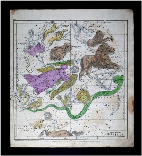 Spring Sky Celestial Star Map - 1835 Burritt Edition
