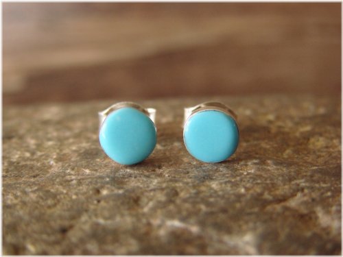 Turquoise Round Post Earrings by Angie Rosetta