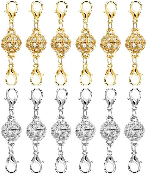 Round Ball Magnetic Clasps with Gold and Silver Colors - Pack of 12