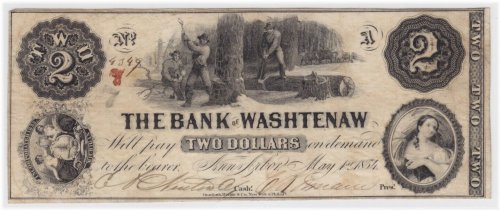 Ann Arbor Bank $2 Obsolete Note - 1854 Series