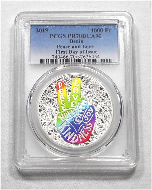Benin Peace and Love Silver Coin