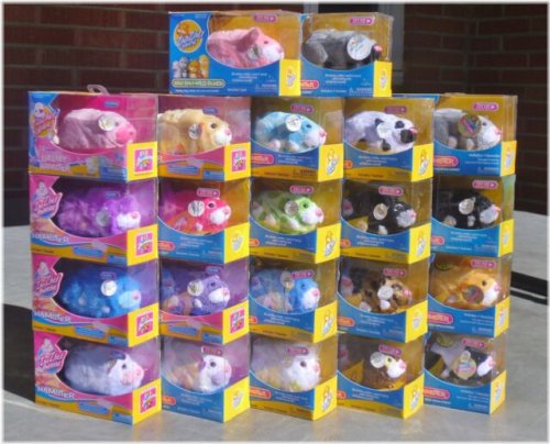 Pet Frenzy Value Pack: Assorted Colorful Zhu Zhu Hamsters with Long Hair and Spots