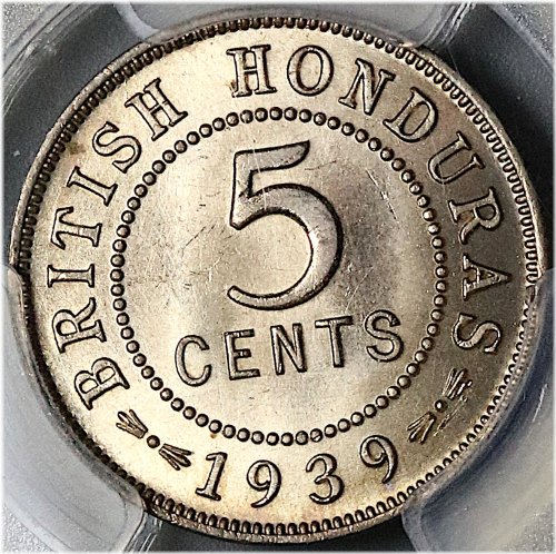 British Honduras George VI 5 Cents Coin - 1939 (PCGS MS 65)