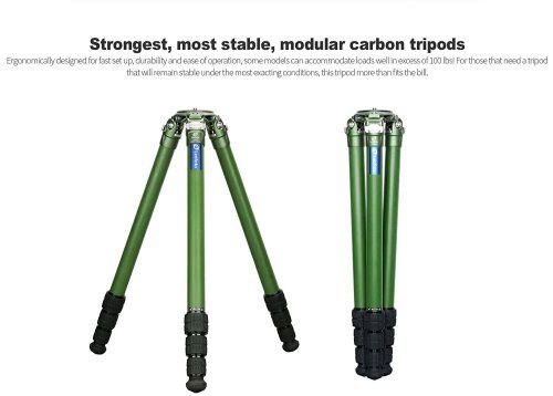 Olive Green Carbon Fiber Tall Tripod with 75mm Video Bowl