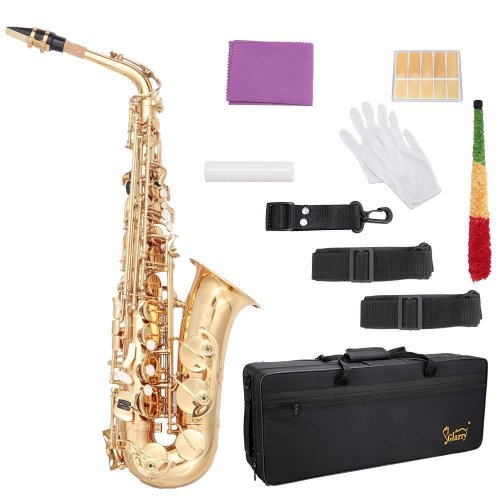 Golden E-Flat Saxophone with Professional Features and Complete Kit