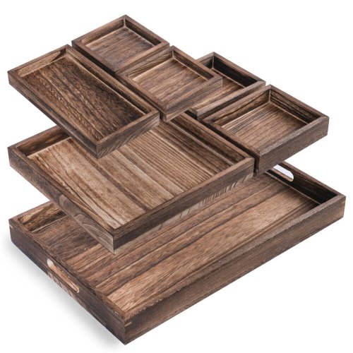 Rustic Wood Nesting Serving Platter Set