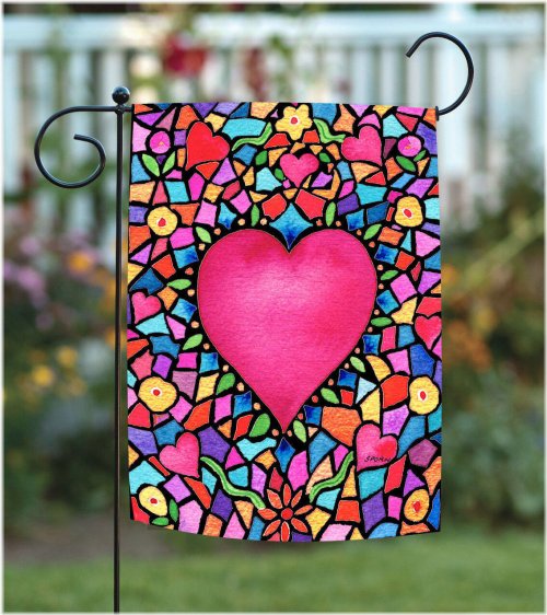 Kaleidoscope Heart Garden Flag