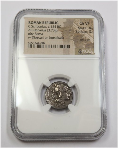 Roman Republic Denarius Coin from 154 BC