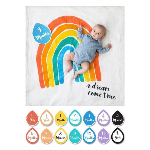 Dream Come True Rainbow Milestone Blanket and Card Set