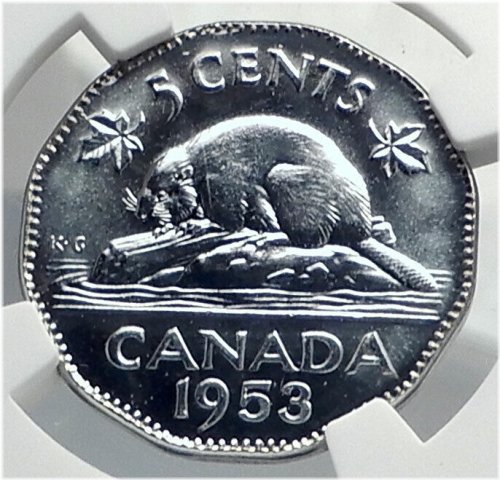 Queen Elizabeth II Beaver 5 Cent Coin (1953)